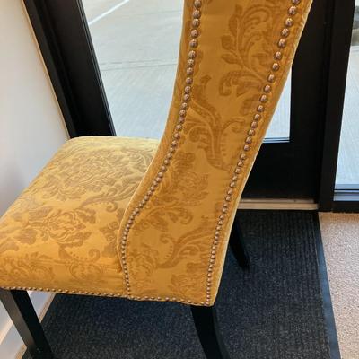 Sale Photo Thumbnail #165: 1 vintage soft yellow brocade sitting chair - no rips/stains. 39"H x 20" W x 21" D