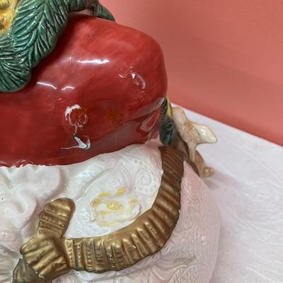 Sale Photo Thumbnail #259: Large Fitz & Floyd Santa jar with some damage to back (maybe missing a piece?)