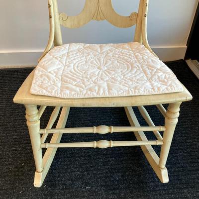 Sale Photo Thumbnail #252: Petite whitewashed vintage rocking chair