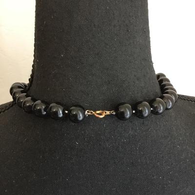 Vintage black bead choker necklace