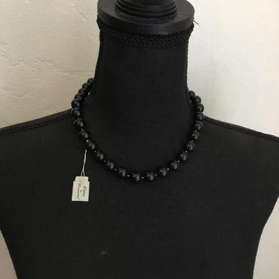 Vintage black bead choker necklace