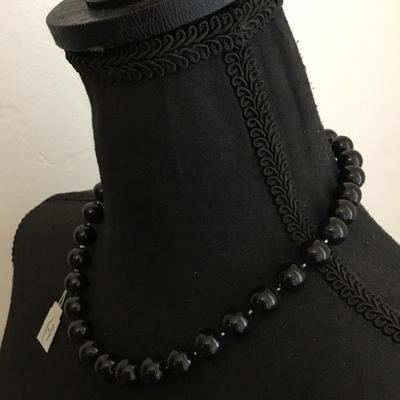 Vintage black bead choker necklace