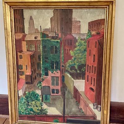 Original cityscape painting, unsigned
