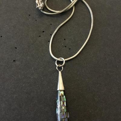 Vintage silver shell pendant necklace