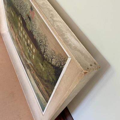 Framed school & train mounted print