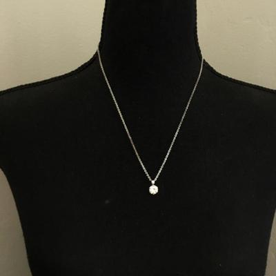 Beautiful Silver tone large crystal pendant necklace