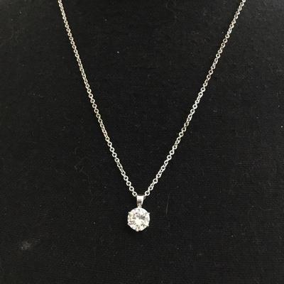 Beautiful Silver tone large crystal pendant necklace