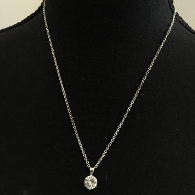 Beautiful Silver tone large crystal pendant necklace