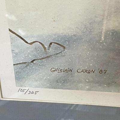 Ghislain Caron signed & numbered " Harfang des neiges" Snowy Owl print, 1987