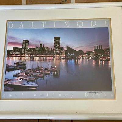 Signed Carl Whitney Bucks "Baltimore" framed poster