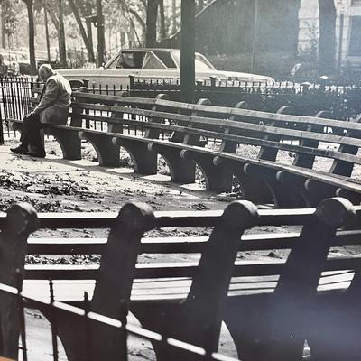 "Man on Bench" wrapped photo by Edward Hollander, 1966