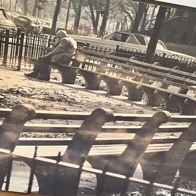 "Man on Bench" framed photograph by Edward Hollander, 1966