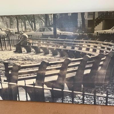 "Man on Bench" framed photograph by Edward Hollander, 1966