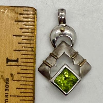 Sale Photo Thumbnail #294: Pendant marked "14K" and "925", see photos.  Stone quality is unknown. pendant is approx. 1.5" long.