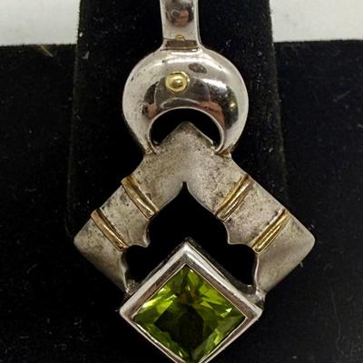 Sale Photo Thumbnail #291: Pendant marked "14K" and "925", see photos.  Stone quality is unknown. pendant is approx. 1.5" long.
