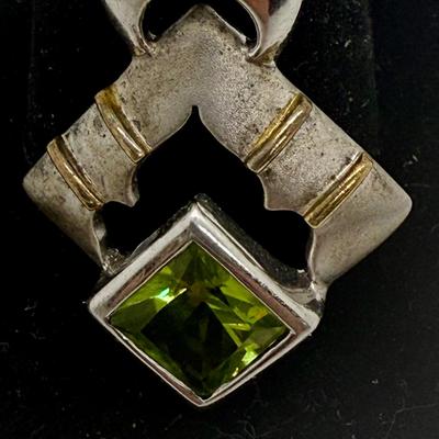 Sale Photo Thumbnail #292: Pendant marked "14K" and "925", see photos.  Stone quality is unknown. pendant is approx. 1.5" long.