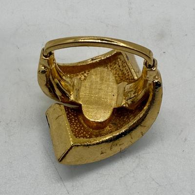 Vintage Gold-Tone Ring with Faux Sapphires and Faux Diamonds
