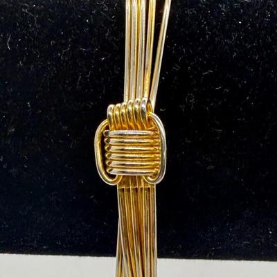 Gold Tone Multi Strand Metal Bracelet