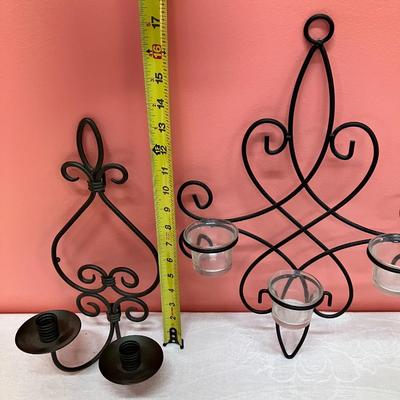 Sale Photo Thumbnail #291: Set of 3 iron wall sconce candle holders
