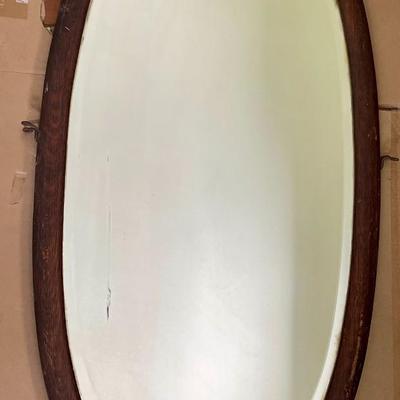 Vintage framed oval dresser mirror