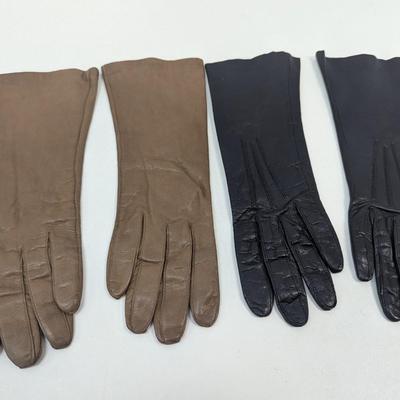 Vintage Grandoe 100% Silk Lined Gloves & Black Leather Gloves
