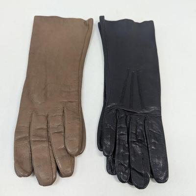 Vintage Grandoe 100% Silk Lined Gloves & Black Leather Gloves