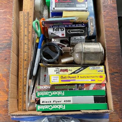 Box lot of office supplies