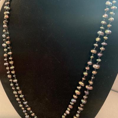 56” Polished Stone Estate Necklace
