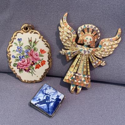 3 SIGNED Estate Brooches