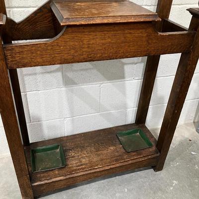 Sale Photo Thumbnail #329: Vintage wooden hall tree with 5 hooks. 78"H x 31.5"W x 11" D