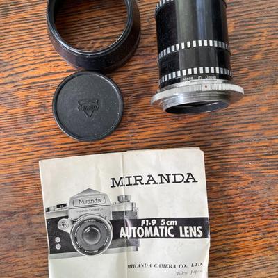 Vintage Miranda 35mm film camera, lens and light meter
