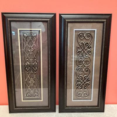 Sale Photo Thumbnail #350: Set of 2 metallic art/shadow box art.  Each piece 23.5"H x 11.5"W