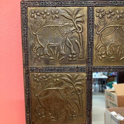 Sale Photo Thumbnail #358: Metal bordered elephant wall mirror (heavy): 29.5"H x 22"W