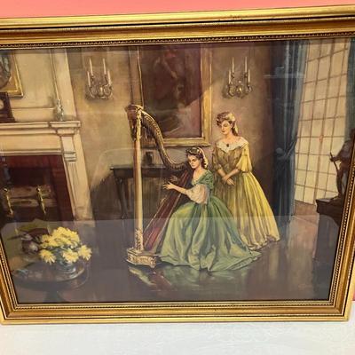 Sale Photo Thumbnail #364: Large 1940's lithograph artwork, framed, in excellent condition. 27.5"H x 33"W