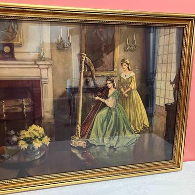Sale Photo Thumbnail #362: Large 1940's lithograph artwork, framed, in excellent condition. 27.5"H x 33"W