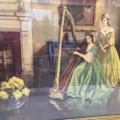 Sale Photo Thumbnail #363: Large 1940's lithograph artwork, framed, in excellent condition. 27.5"H x 33"W