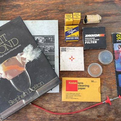 Mixed lot of camera lenses & photography books + extras