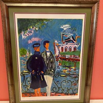 Sale Photo Thumbnail #369: Signed Jean Claude Picot framed artwork. 29"H x 22"W