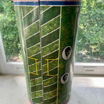 Vintage 1969 Washington Redskins metal trash can + 1959 Poly Vs City football program