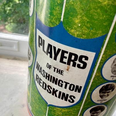 Vintage 1969 Washington Redskins metal trash can + 1959 Poly Vs City football program