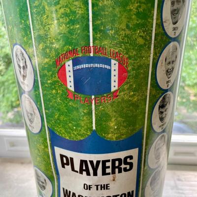 Vintage 1969 Washington Redskins metal trash can + 1959 Poly Vs City football program