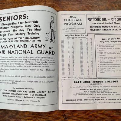 Vintage 1969 Washington Redskins metal trash can + 1959 Poly Vs City football program