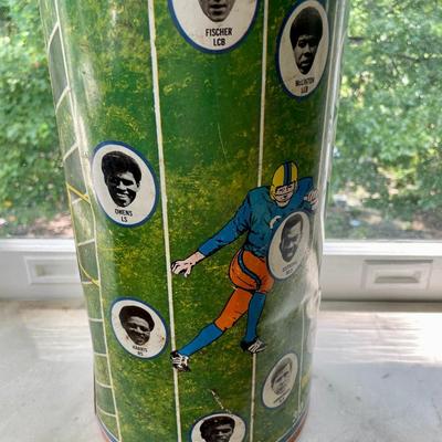 Vintage 1969 Washington Redskins metal trash can + 1959 Poly Vs City football program