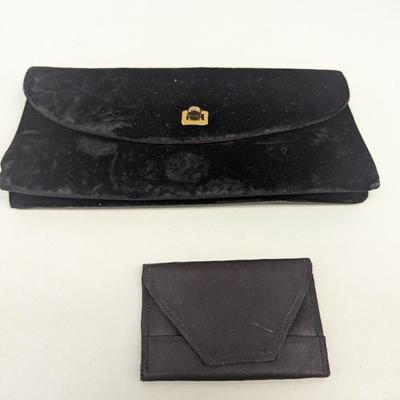 Vintage Pichel Black Velvet Clutch & Credit Card Holder & Beaded White Clutch Bag