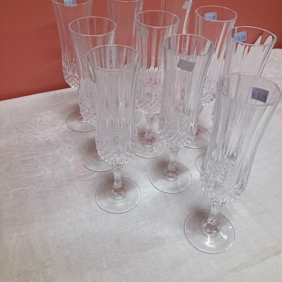 Sale Photo Thumbnail #381: Set of 10 vintage glass champagne flutes - no chips/cracks