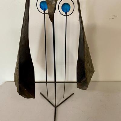 Vintage Mid-Century metal owl sculpture by Emilio Gonzalez-Jerez