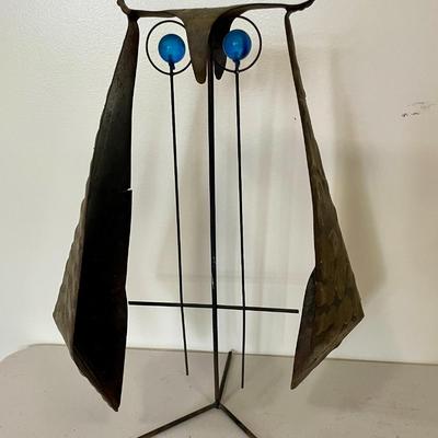Vintage Mid-Century metal owl sculpture by Emilio Gonzalez-Jerez