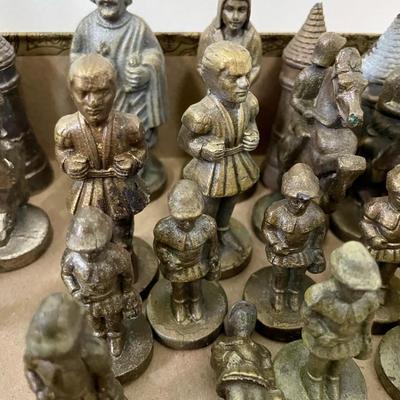 Vintage metal chess set, incomplete