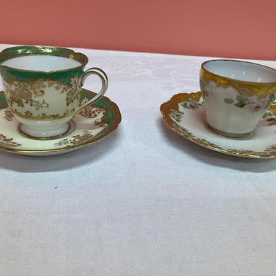 Sale Photo Thumbnail #406: Set of 2 vintage demitasse tea cups with matching saucers