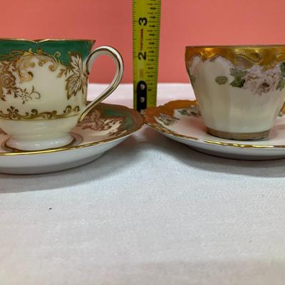 Sale Photo Thumbnail #409: Set of 2 vintage demitasse tea cups with matching saucers
